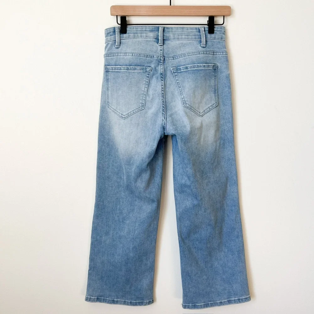 Boston Proper Cropped Denim‎ Jeans High Rise Wide Leg Light Wash Womens 4